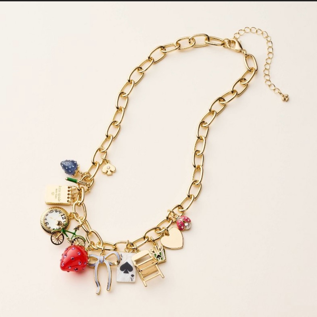 Kate Spade X Target Chunky Charm Necklace Gold Tone New With Tags Limited Collab